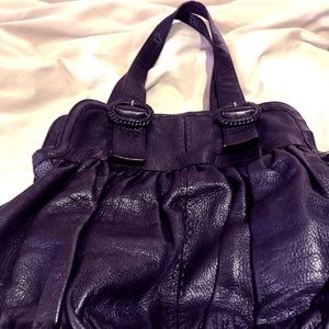 Large Black Leather Cole Haan Hobo Style Handbag